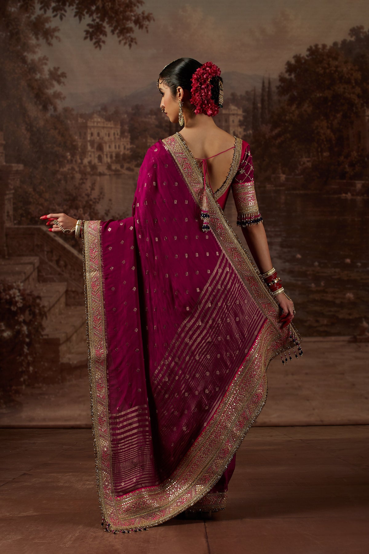 Purple Saree with Rani Blouse