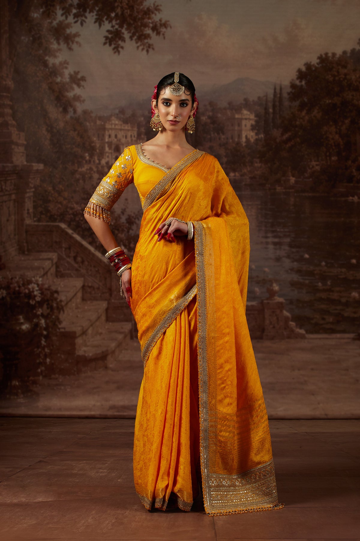 Yellow Saree with Yellow Blouse