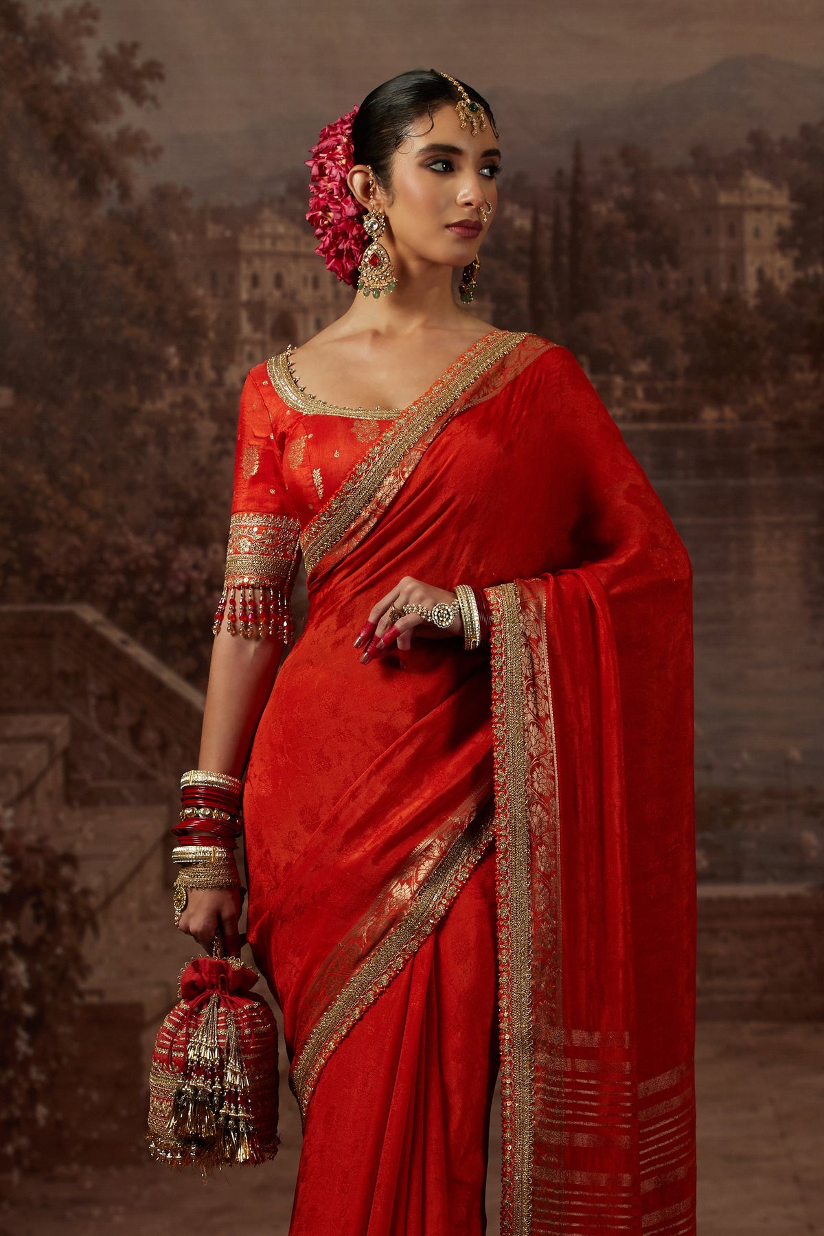 Orange Saree with Orange Blouse