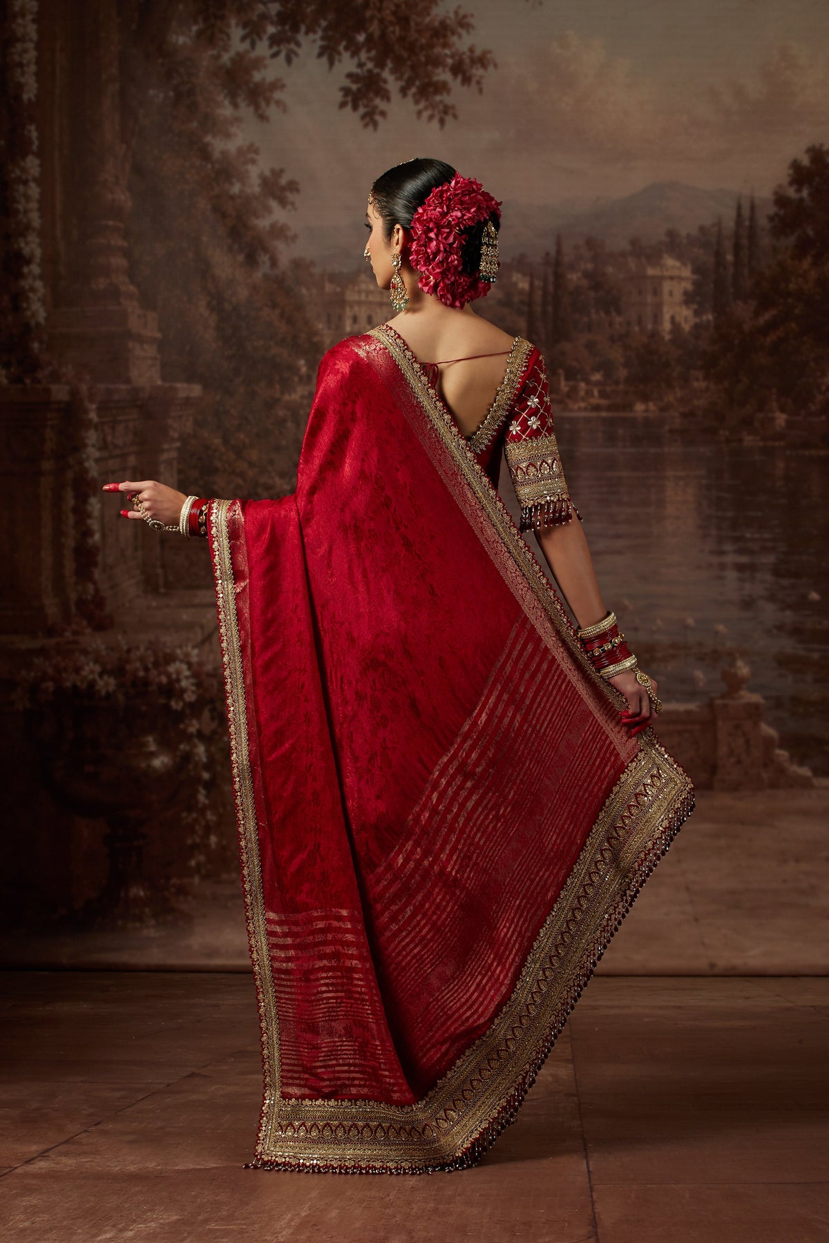 Maroon Saree with Maroon Blouse