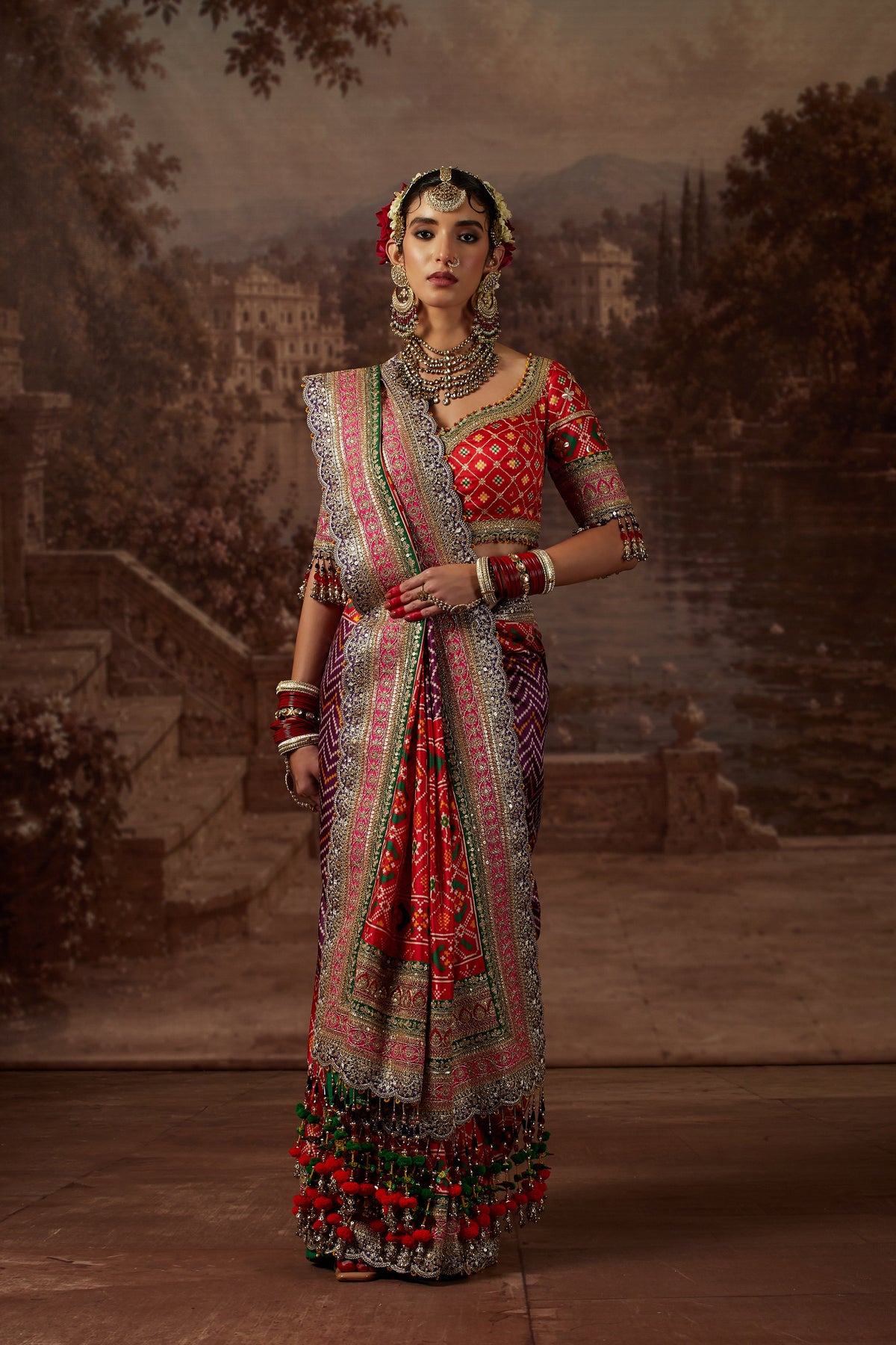 Red Patola Saree with Matching Blouse