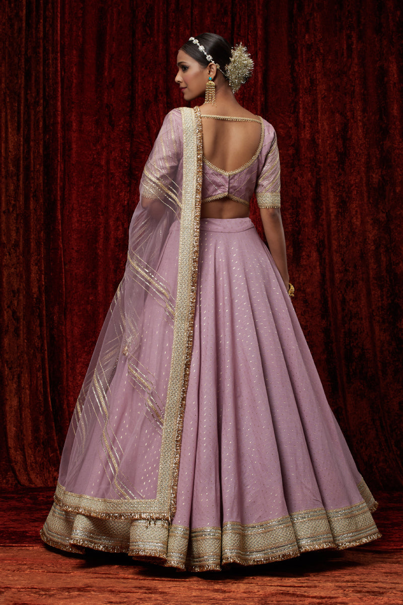 Dusty Purple Cotton Chanderi Lehenga Set