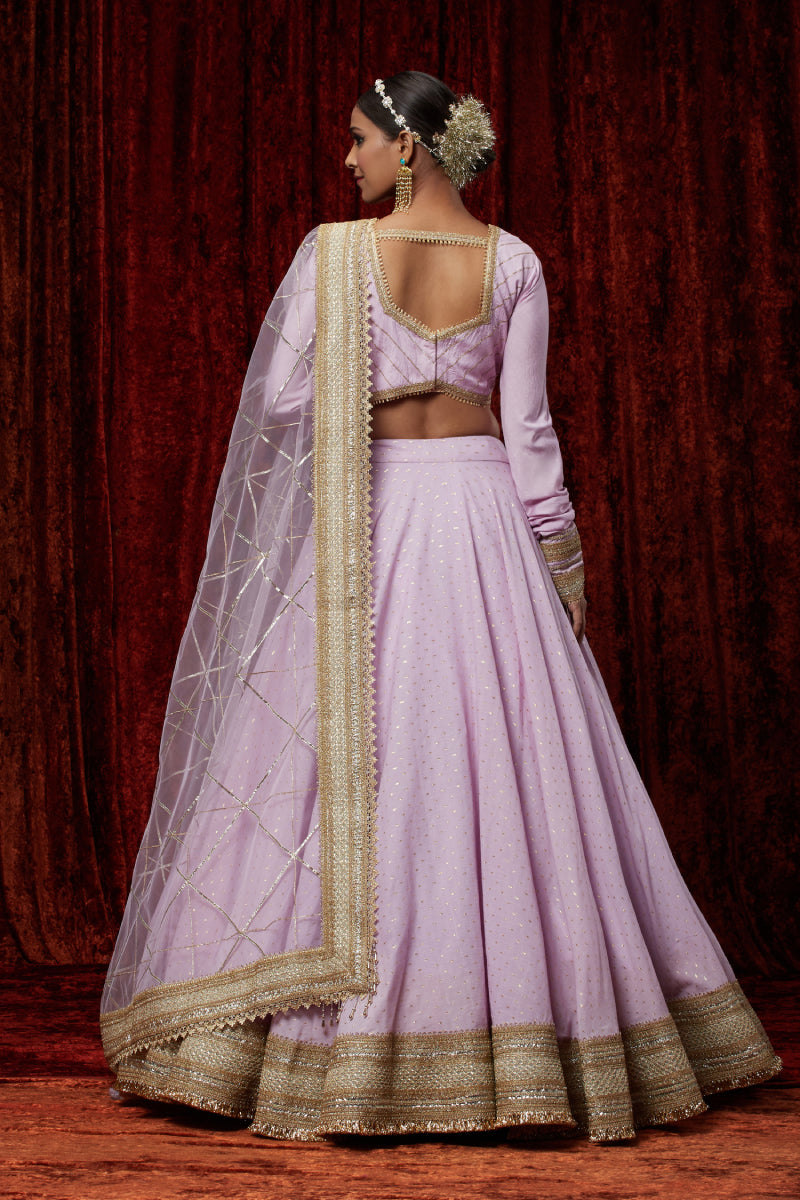 Lavender Cotton Chanderi Lehenga Set
