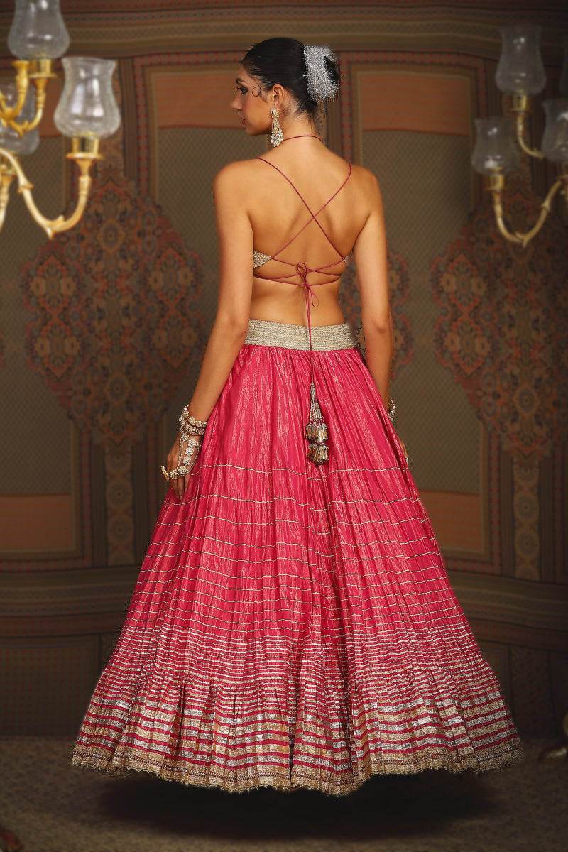 Rani Pink Crinkle Lehenga Set