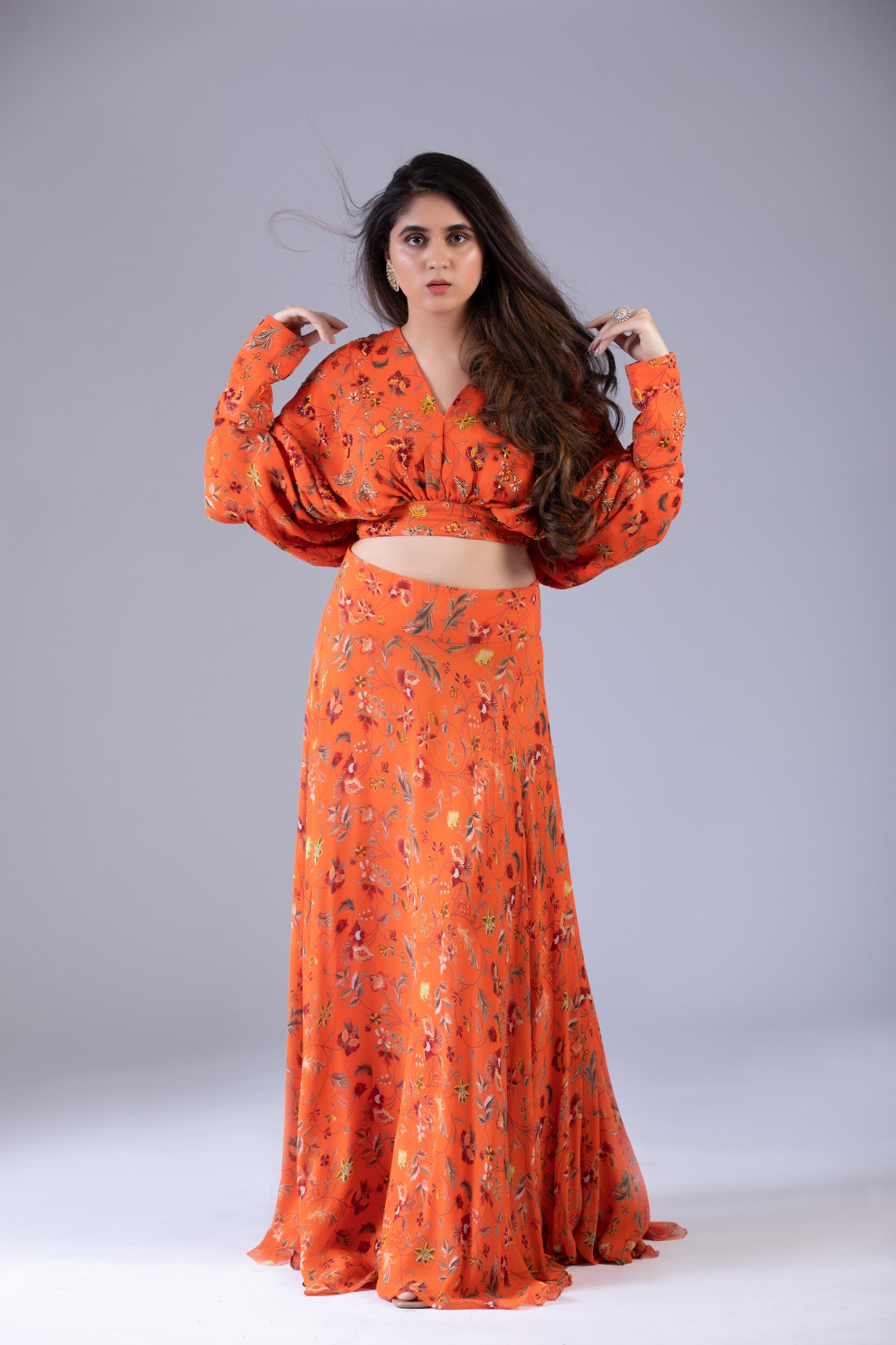 Orange Lehenga Set