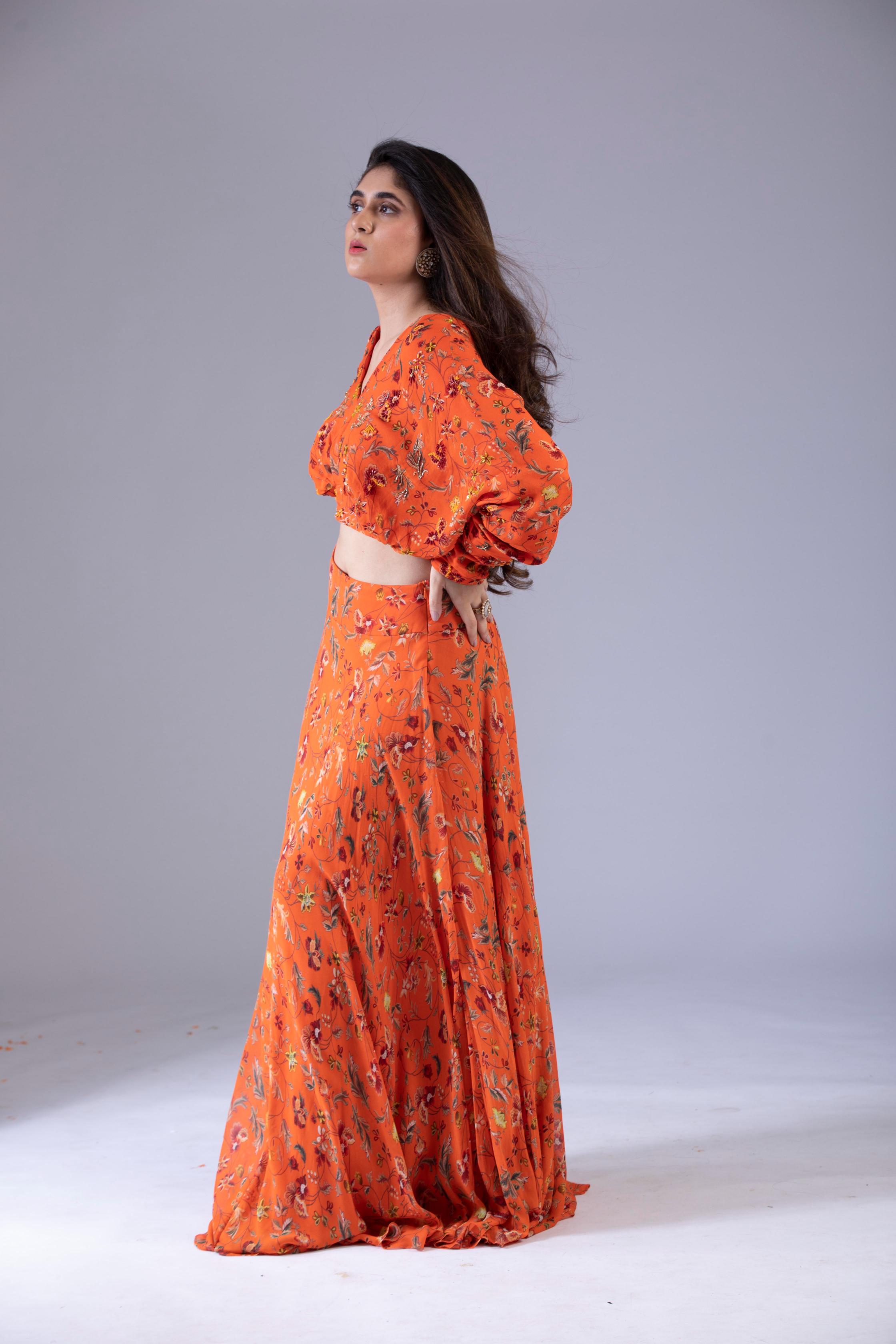 Orange Lehenga Set