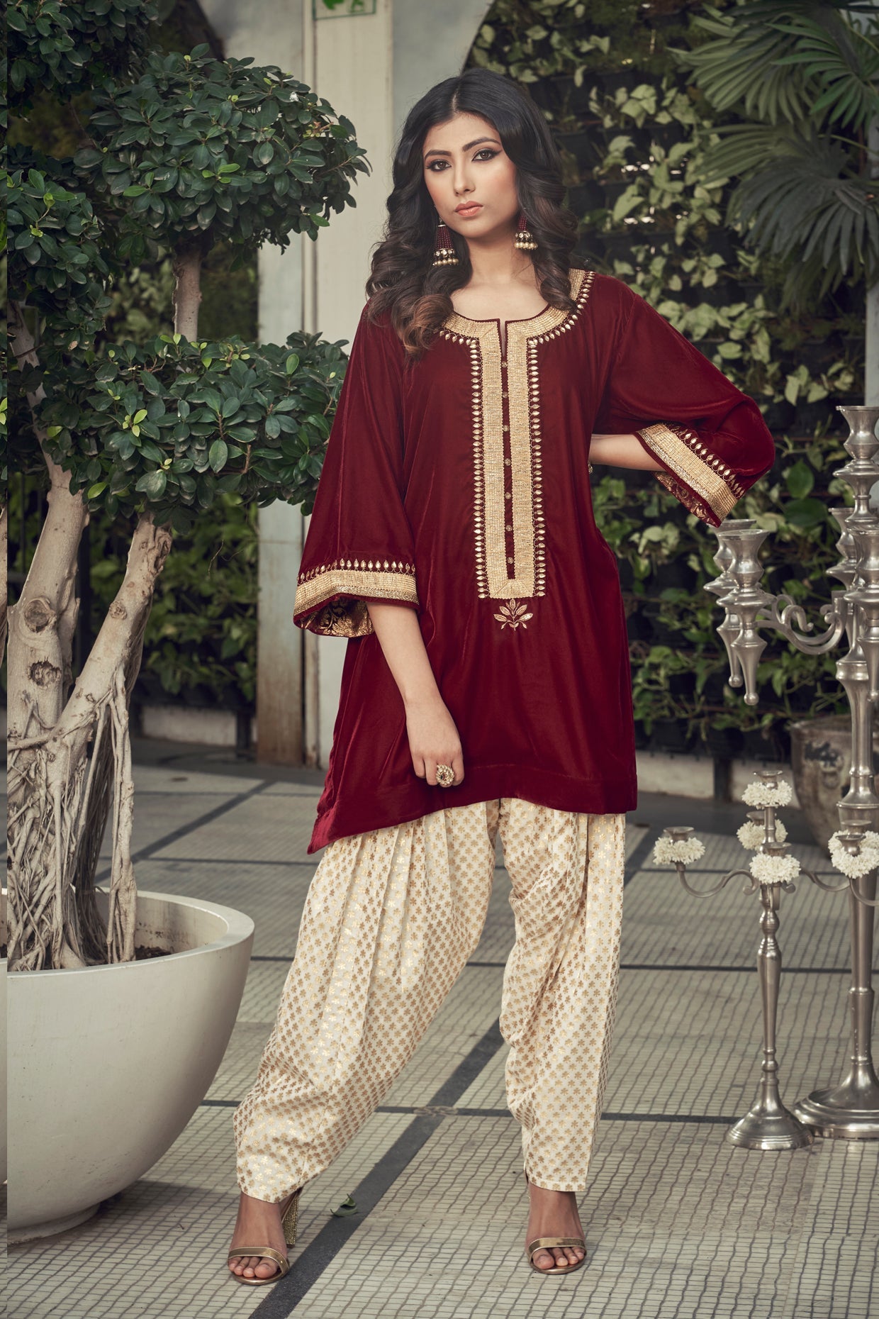 Maroon Dogri Kurta Set