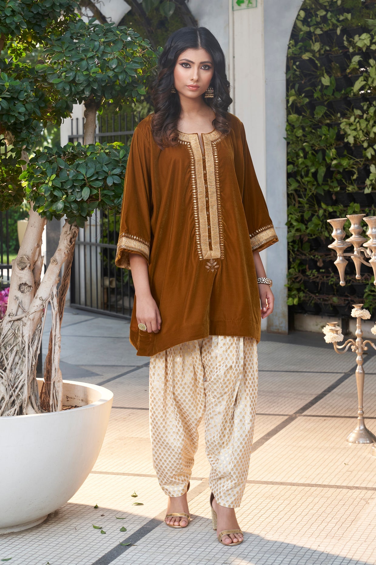 Camel Dogri Kurta Set