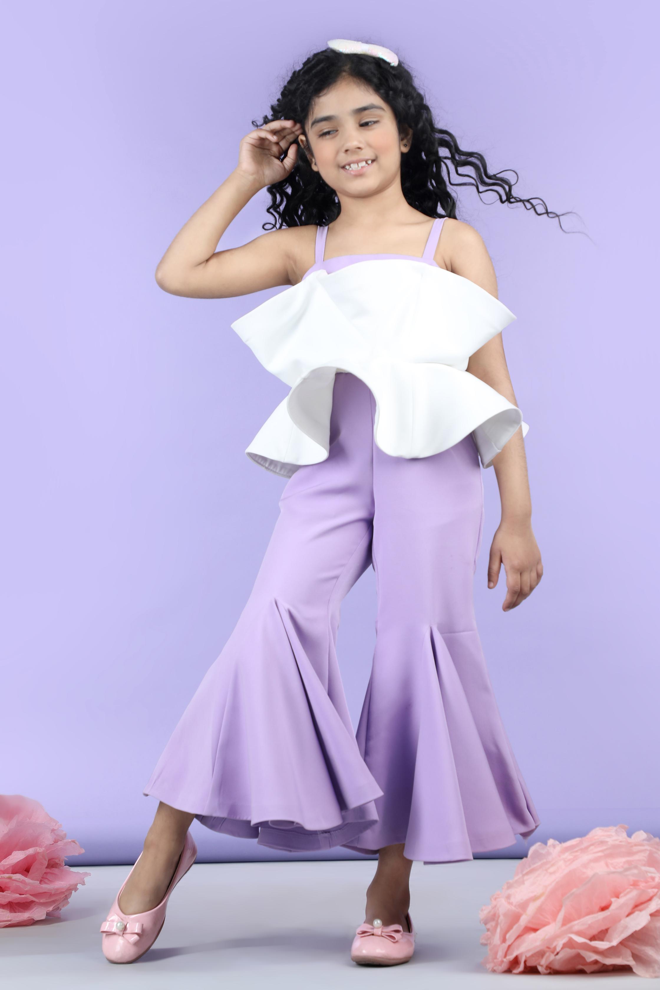 Two Color Jumpsuit With Flared Bottom