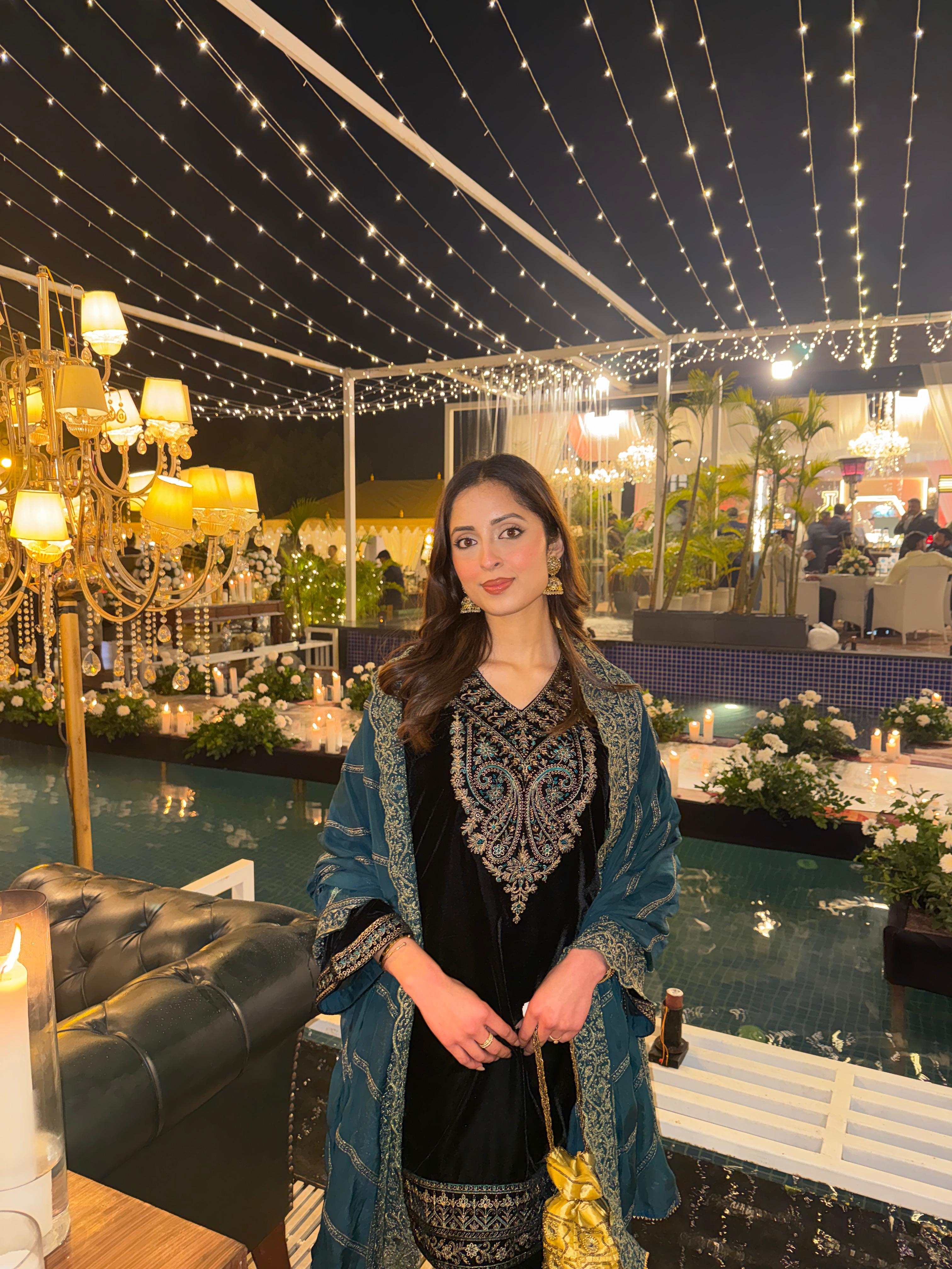 Aafreen Black Velvet Embroidered Set