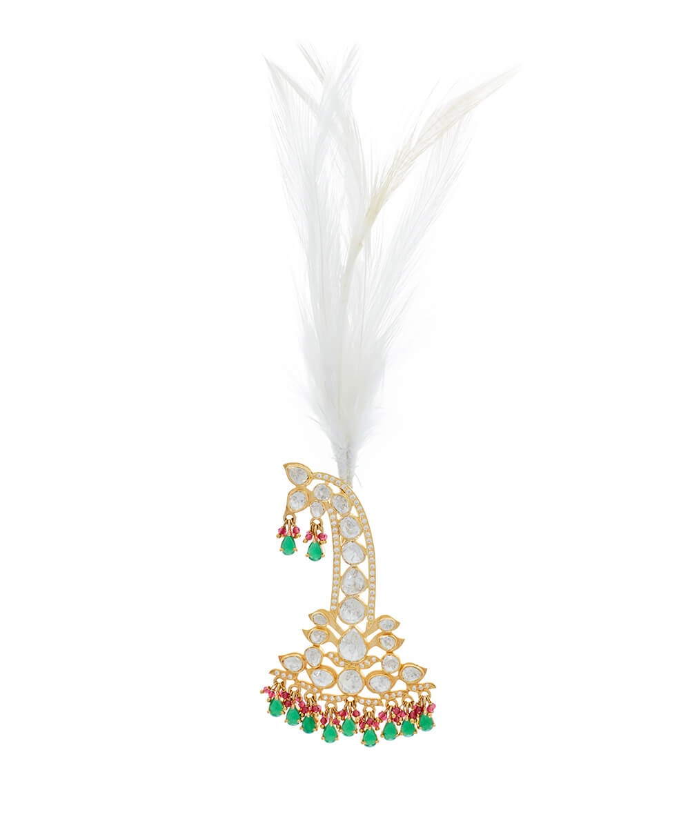 92.5 Open Polki Feather Kalgi