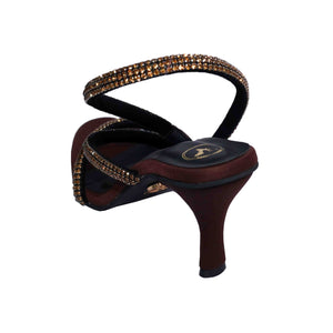 Women's Party Wear Berry Brown Open Toe Heel