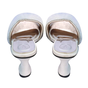 Women's Open Toe White Fur Heel