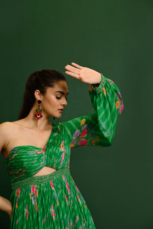 Adele Georgette One Shoulder Gown- front view