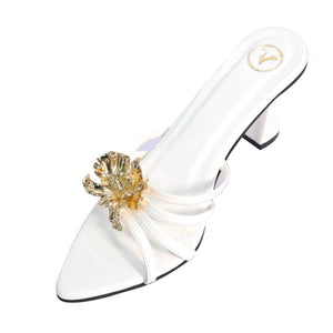 Women Open Toe Faux Leather Zeno White Heels