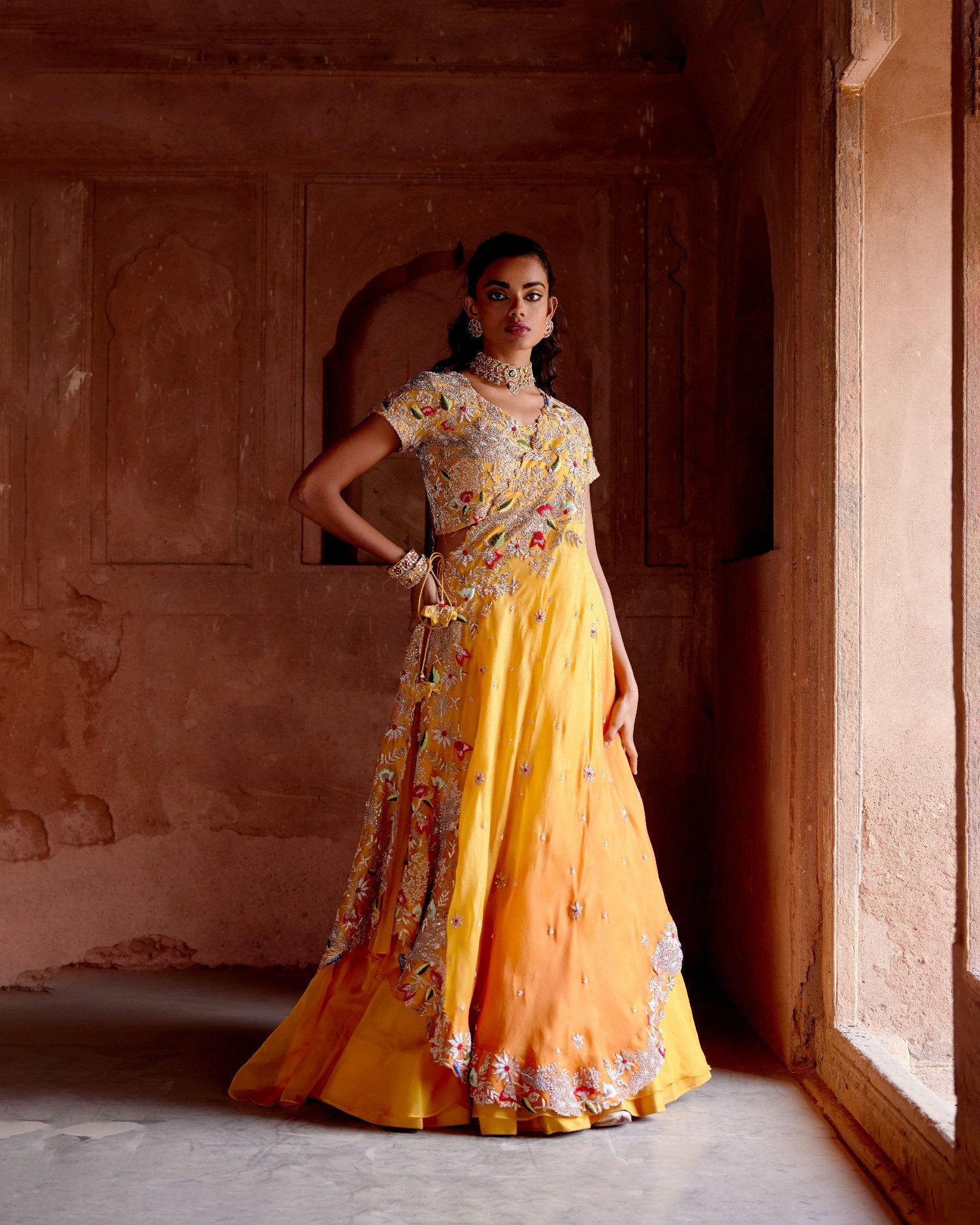 Signature Cross Drape Lehenga Set With Blouse & Double Layered Skirt