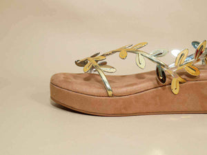 Gold Leafy Beige Wedge