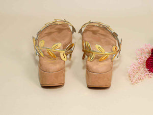Gold Leafy Beige Wedge