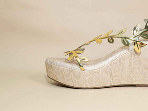 Gold Leafy Leapord Wedge