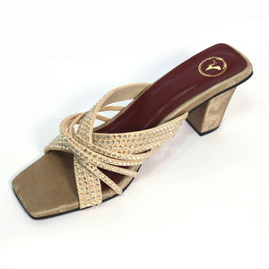 Women Open Toe Slip on closure Beige Dune Block Heel