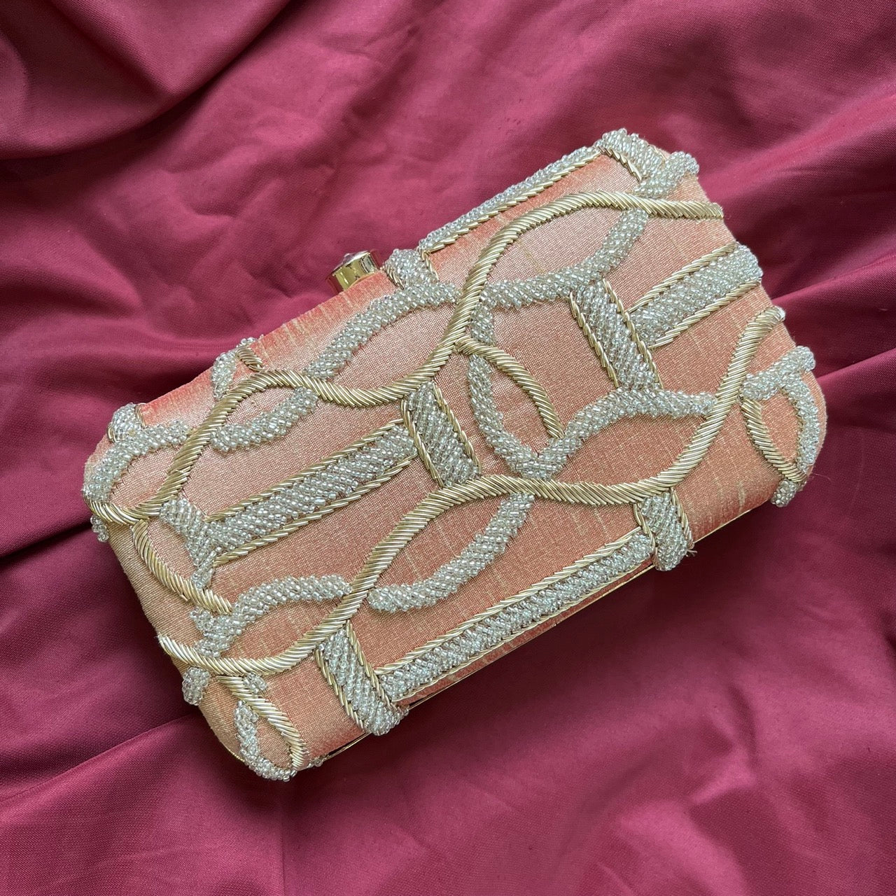 Indo-Zardozi Rose Gold Clutch