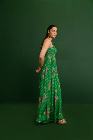 Adele Georgette One Shoulder Gown- side view