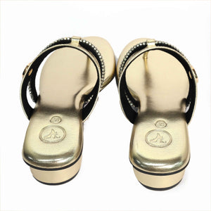 Orbit Gold Open Toe Kitten Heels for Women