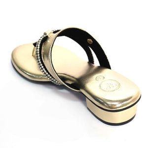 Orbit Gold Open Toe Kitten Heels for Women