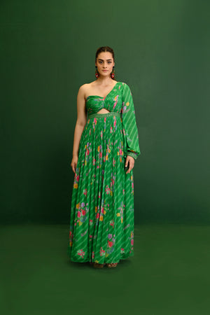 Adele Georgette One Shoulder Gown- front view