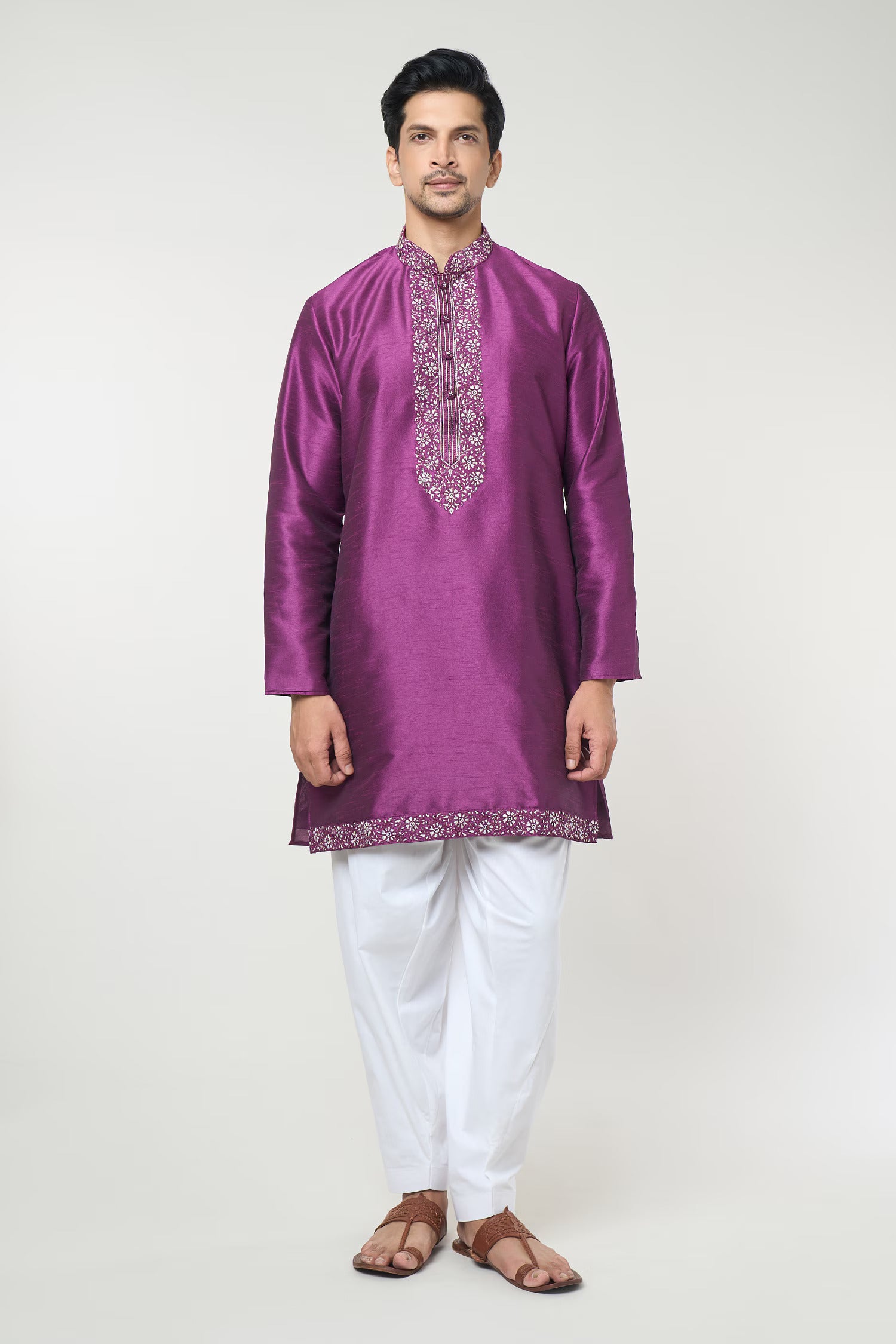 Violet Embroidred Kurta Set