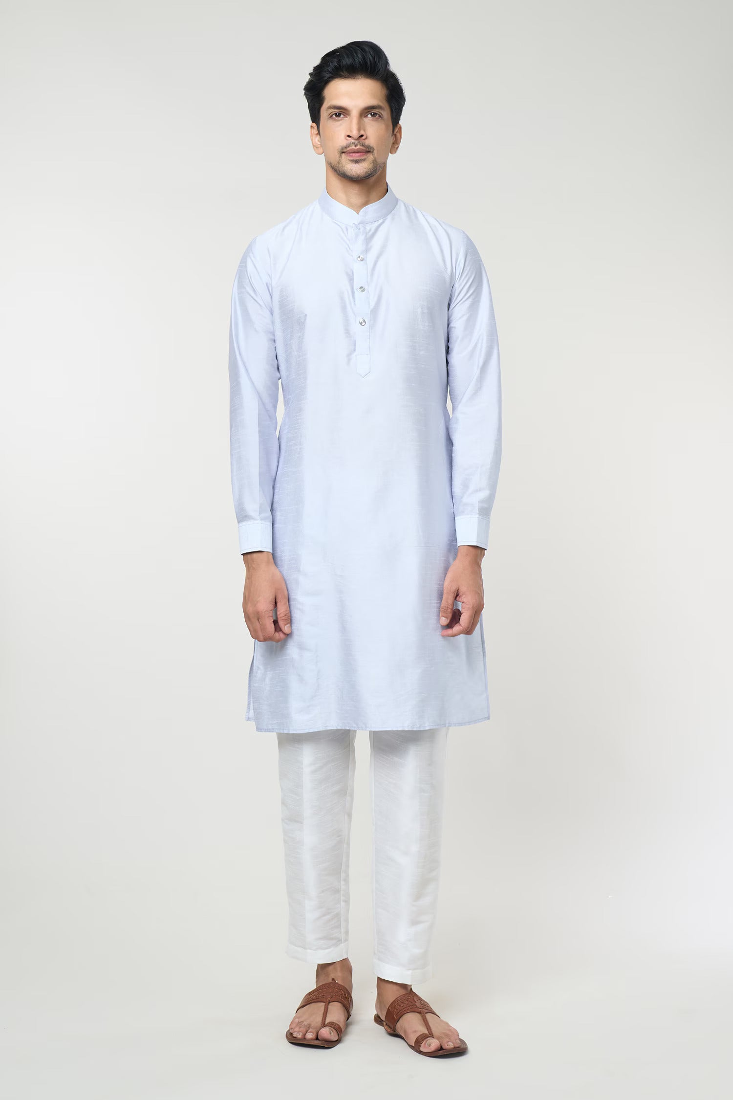 Powder Blue Embroidered Kurta-Jacket Set