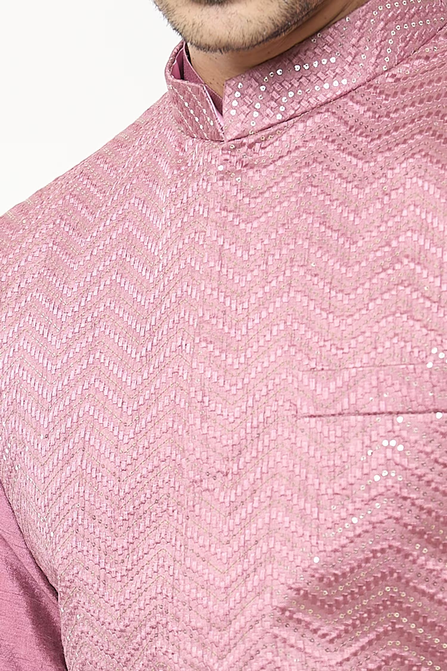 Mauve Pink Embroidered Kurta-Jacket Set