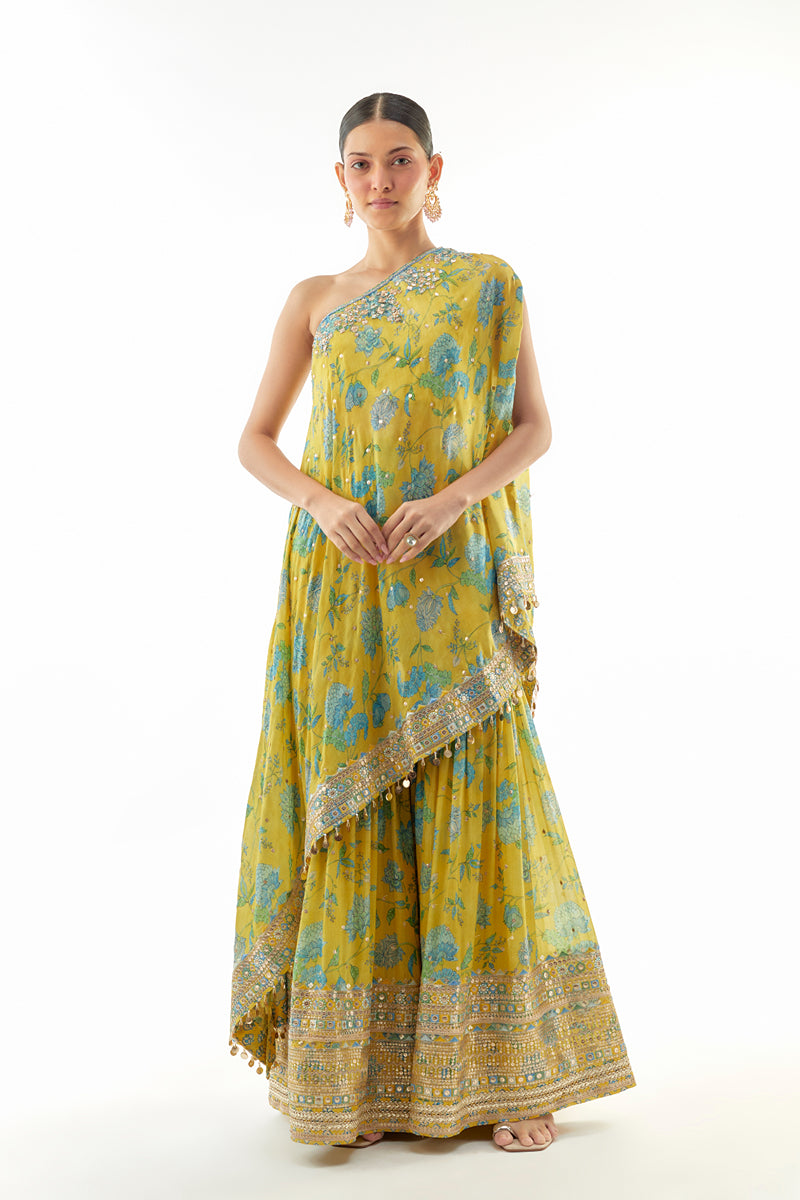 Sumedha One Shoulder Sharara Set