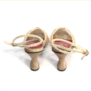 Beige Buckle Strap Heels for Women – Dono Open Toe Design