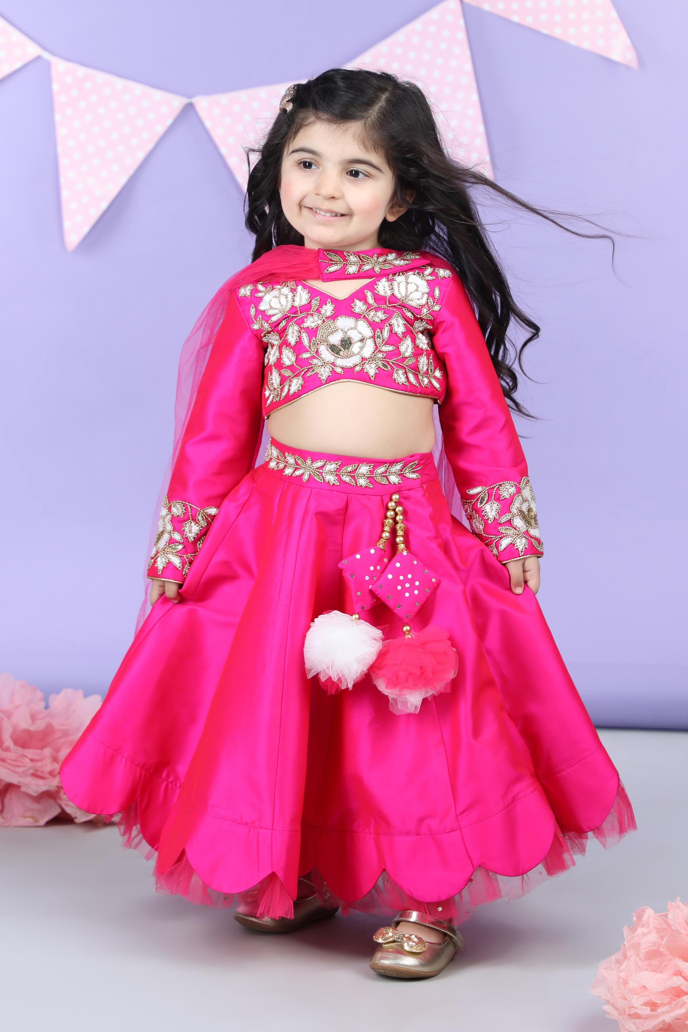 Heavy Embroidered Blouse With Scalloped Lehenga And Chunni