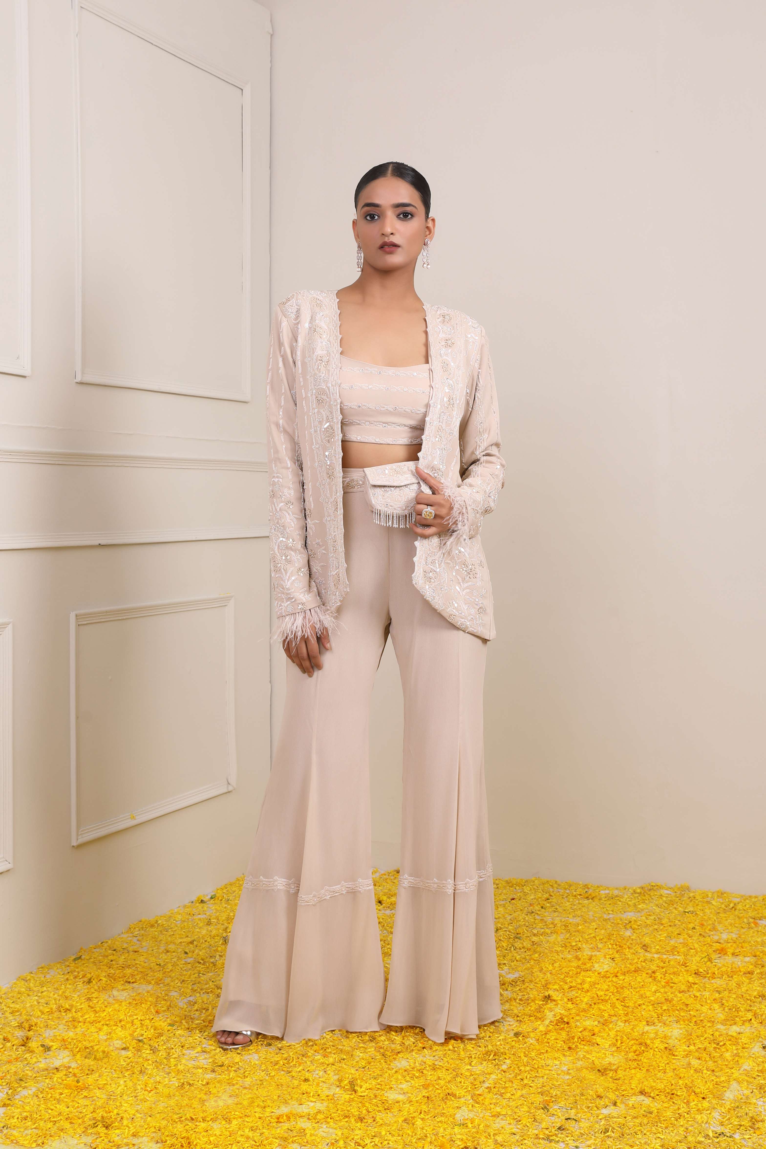 Aisha Ivory Co-ord Set- front view