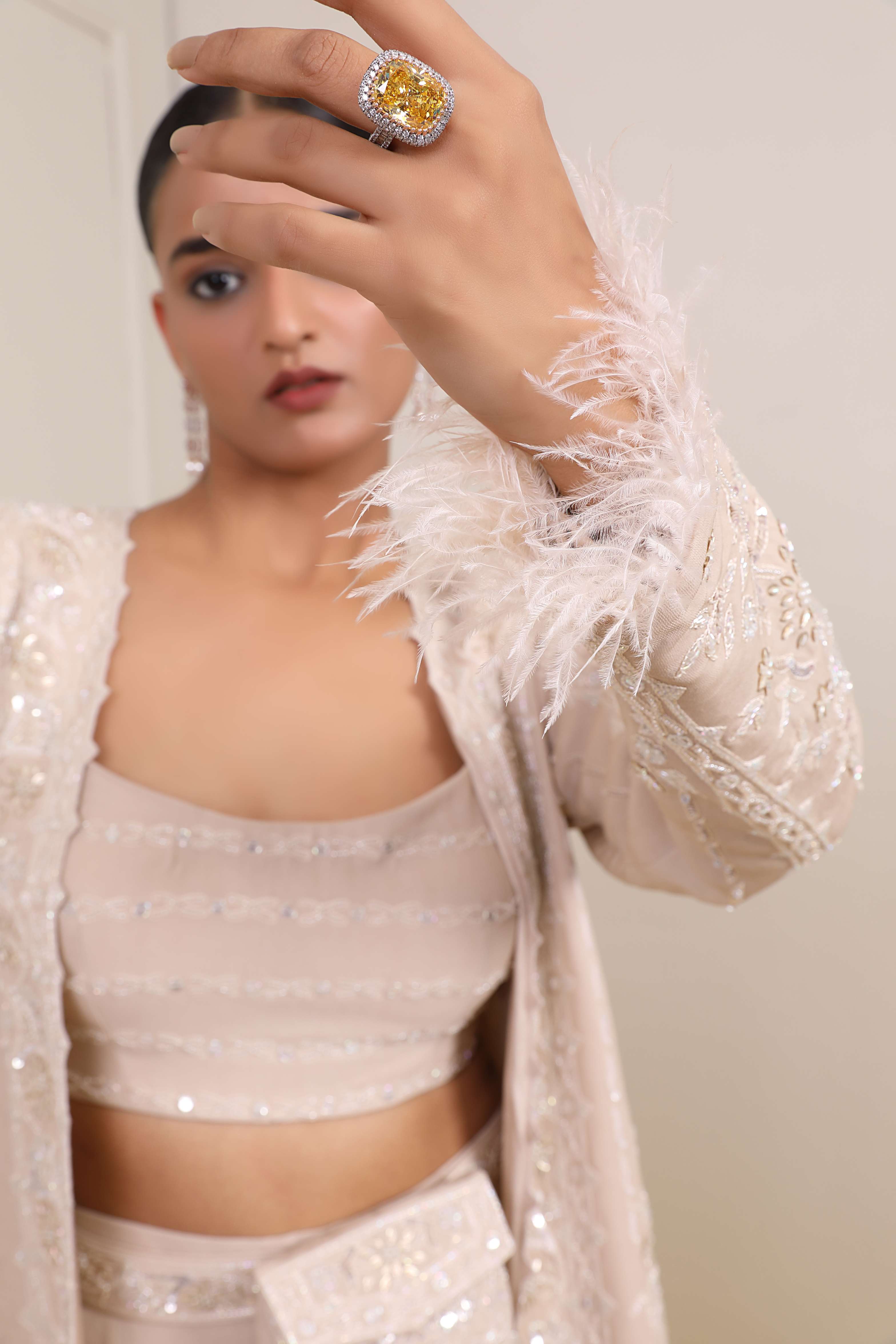 Aisha Ivory Co-ord Set- front view
