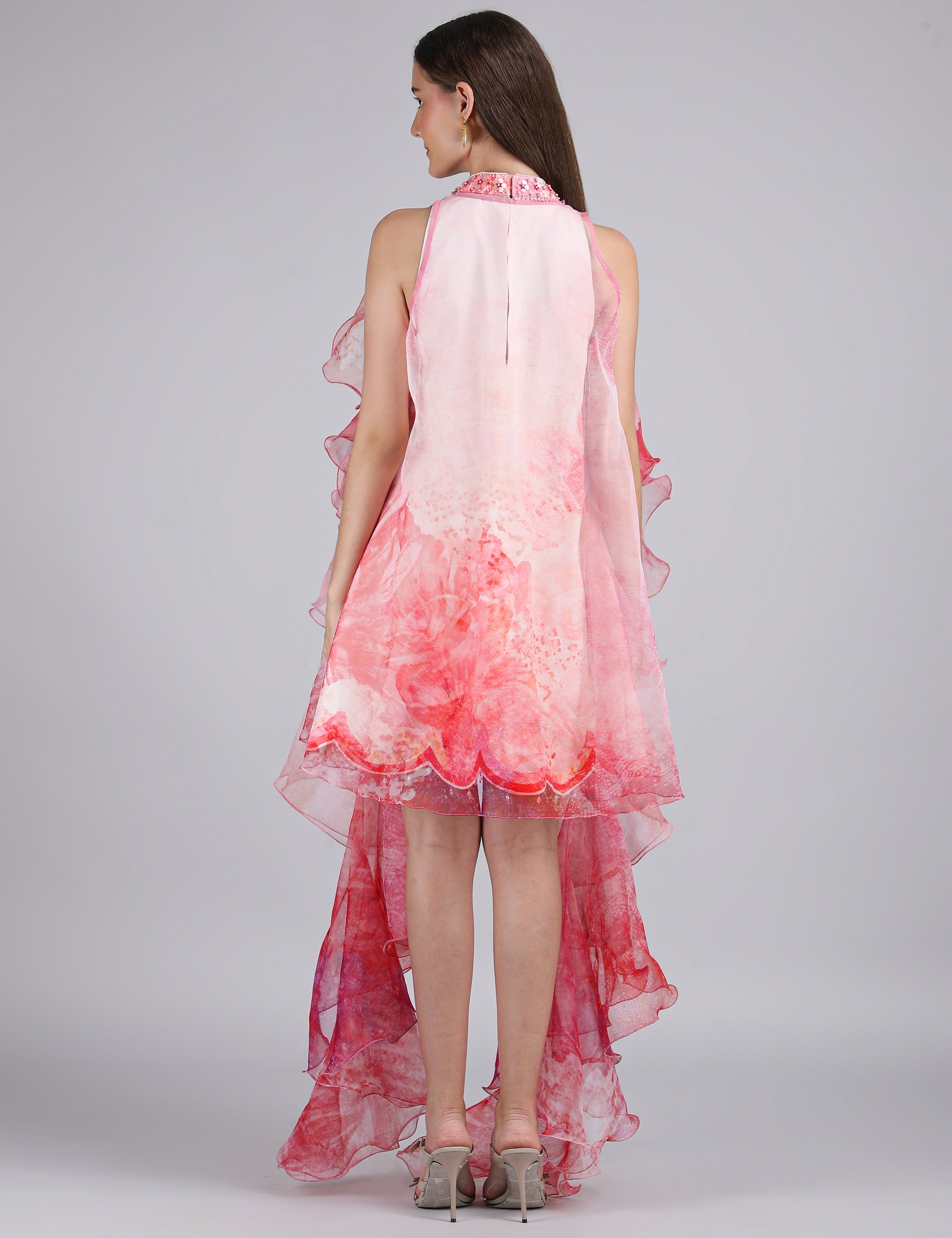 Petals Peach Placement Short Dress