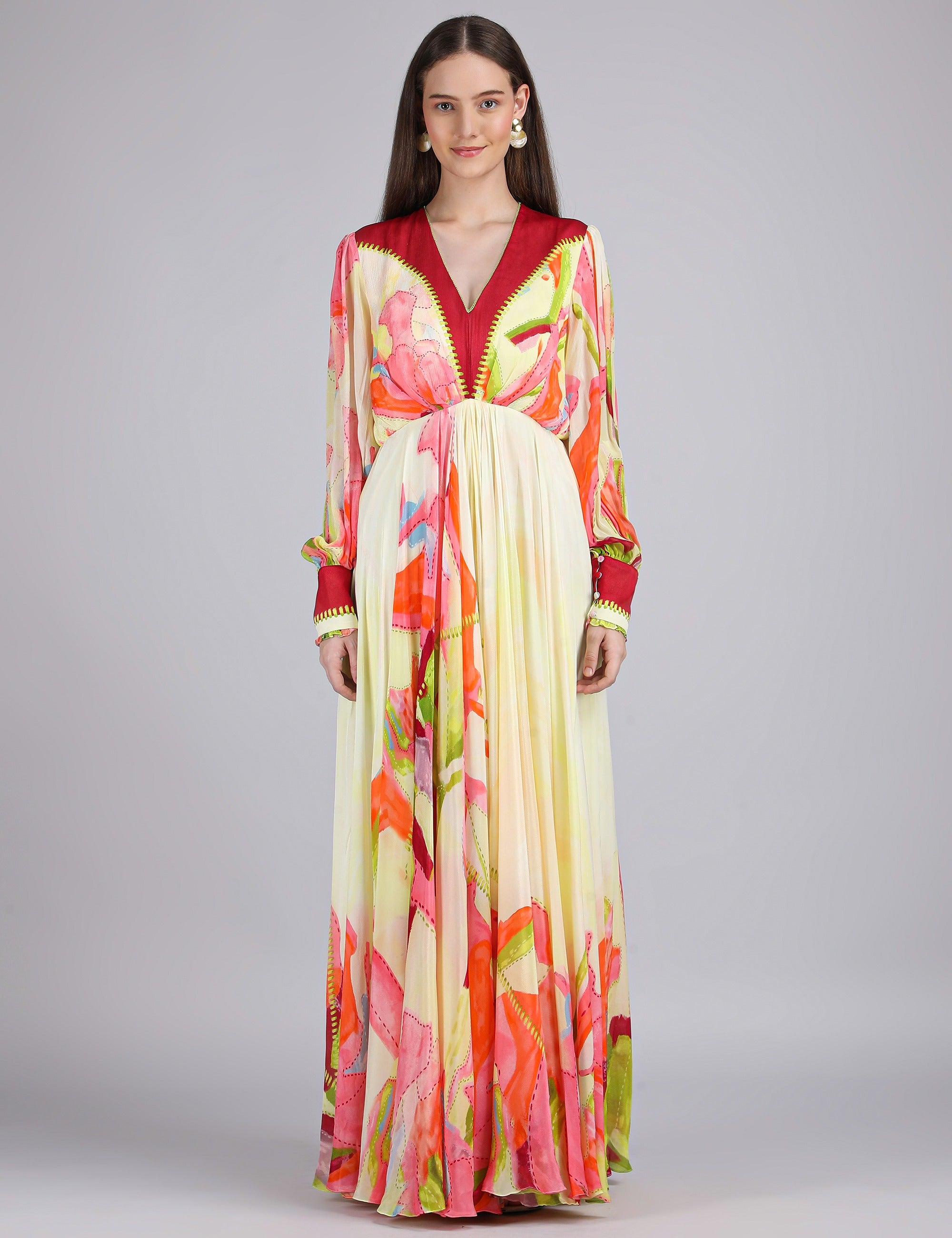 Linear lime summer placement Dress