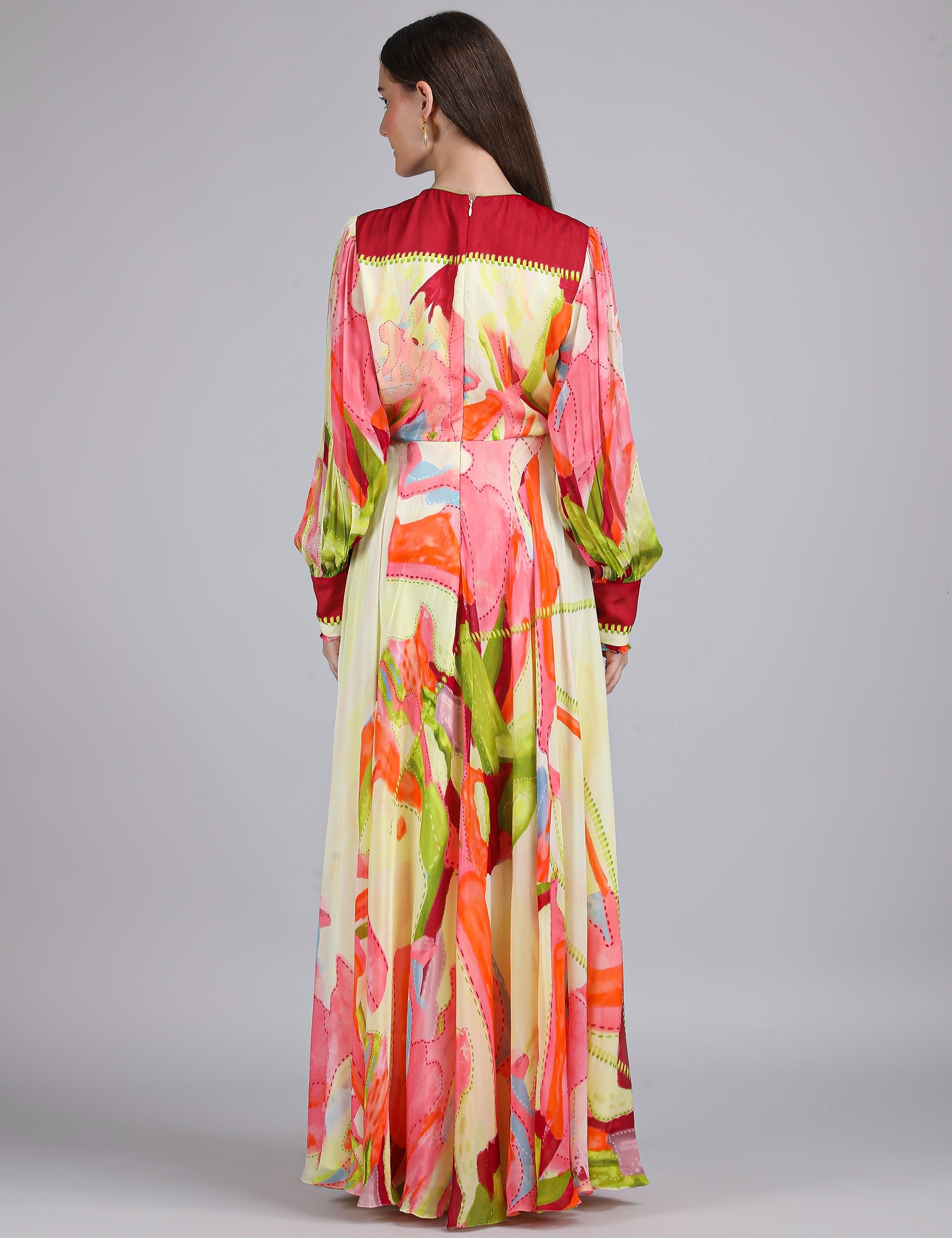 Linear lime summer placement Dress