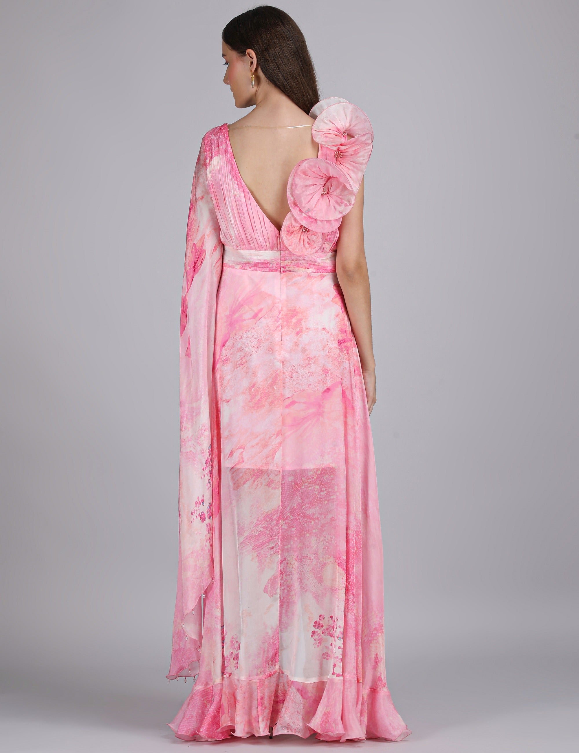 Cotton Clould Self Texture Printed Corsage Dress