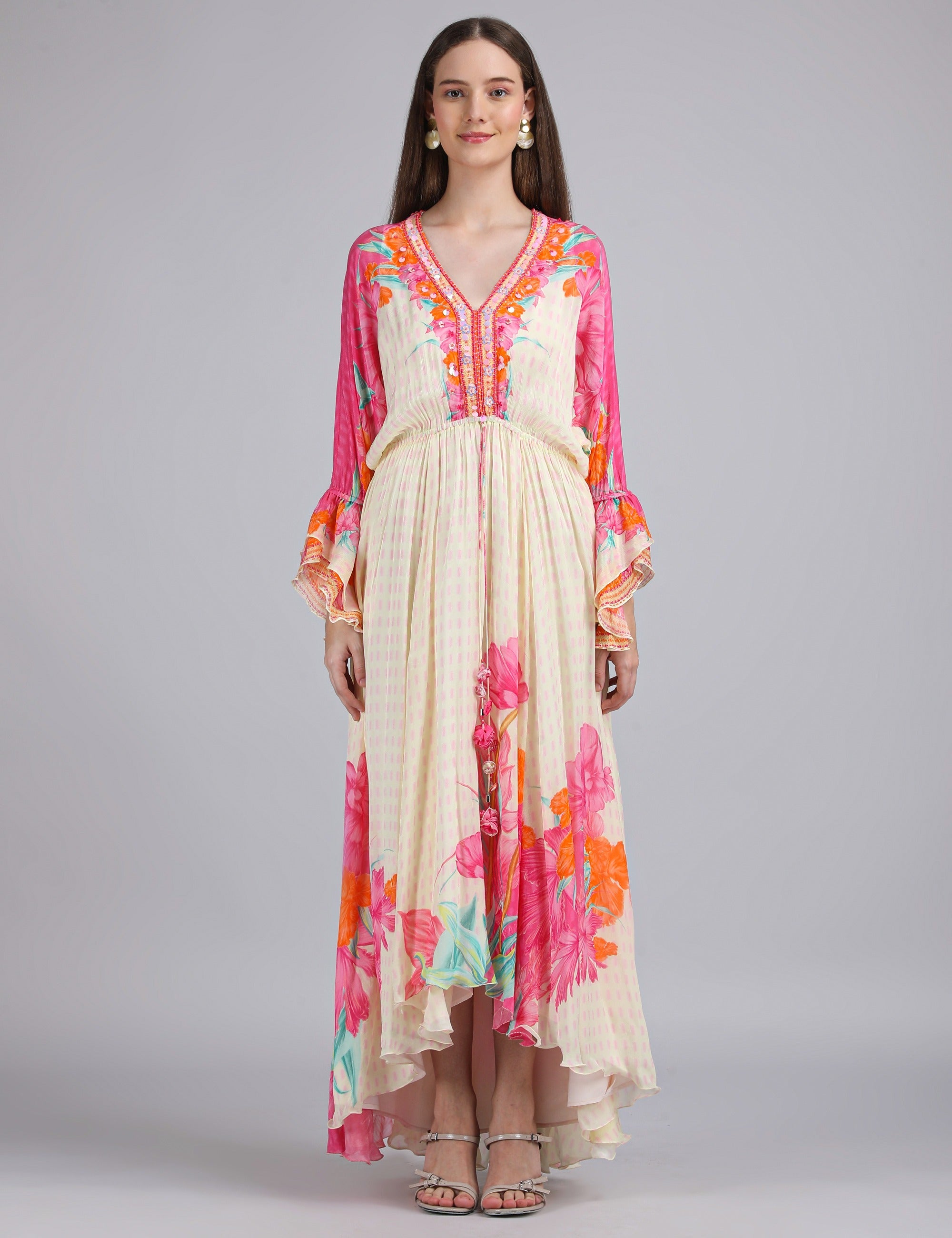 Floral Muse high-low Kaftan Dress