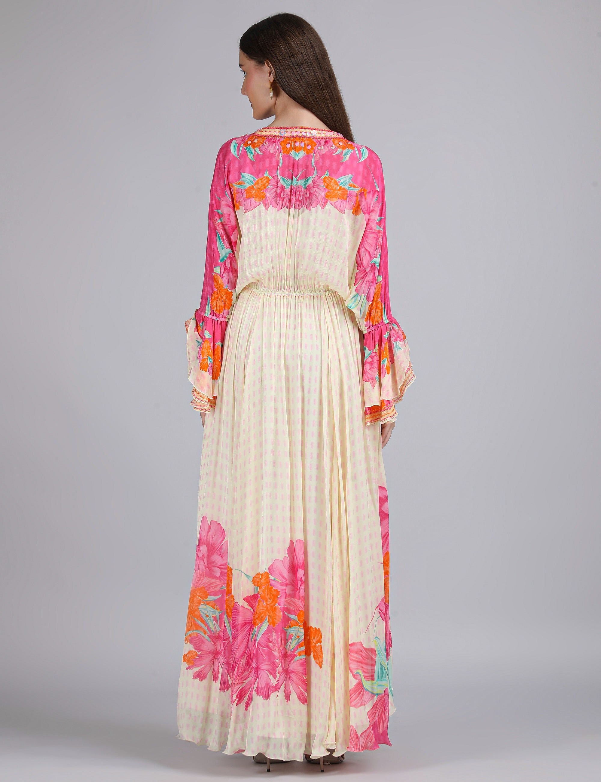 Floral Muse high-low Kaftan Dress