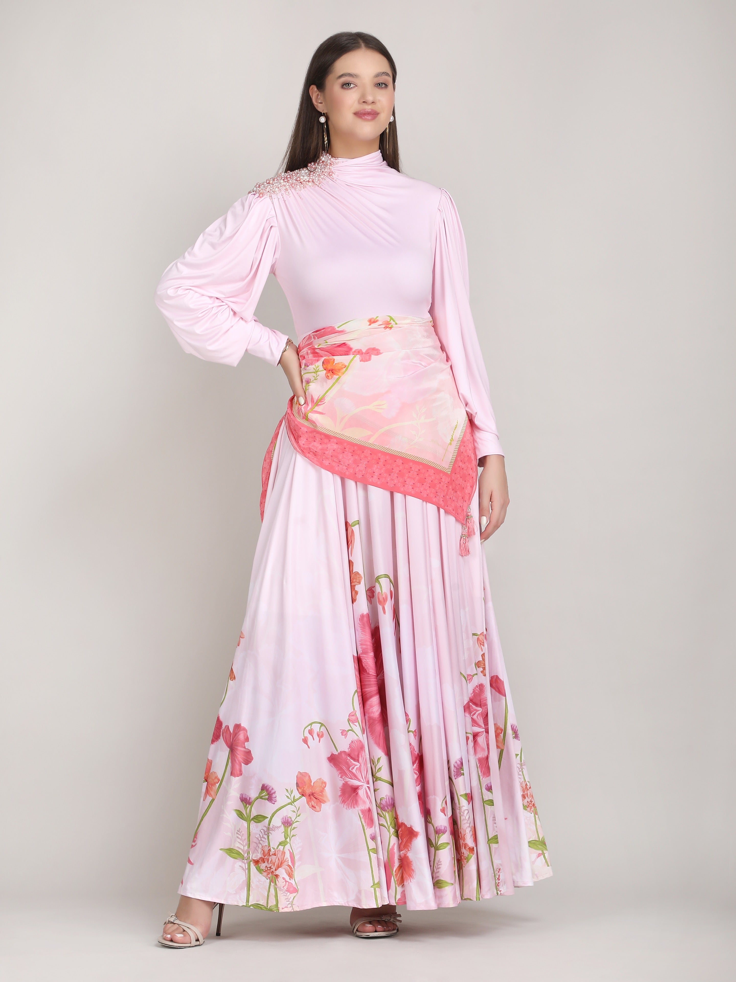 Petals Below Drape Jesery Dress
