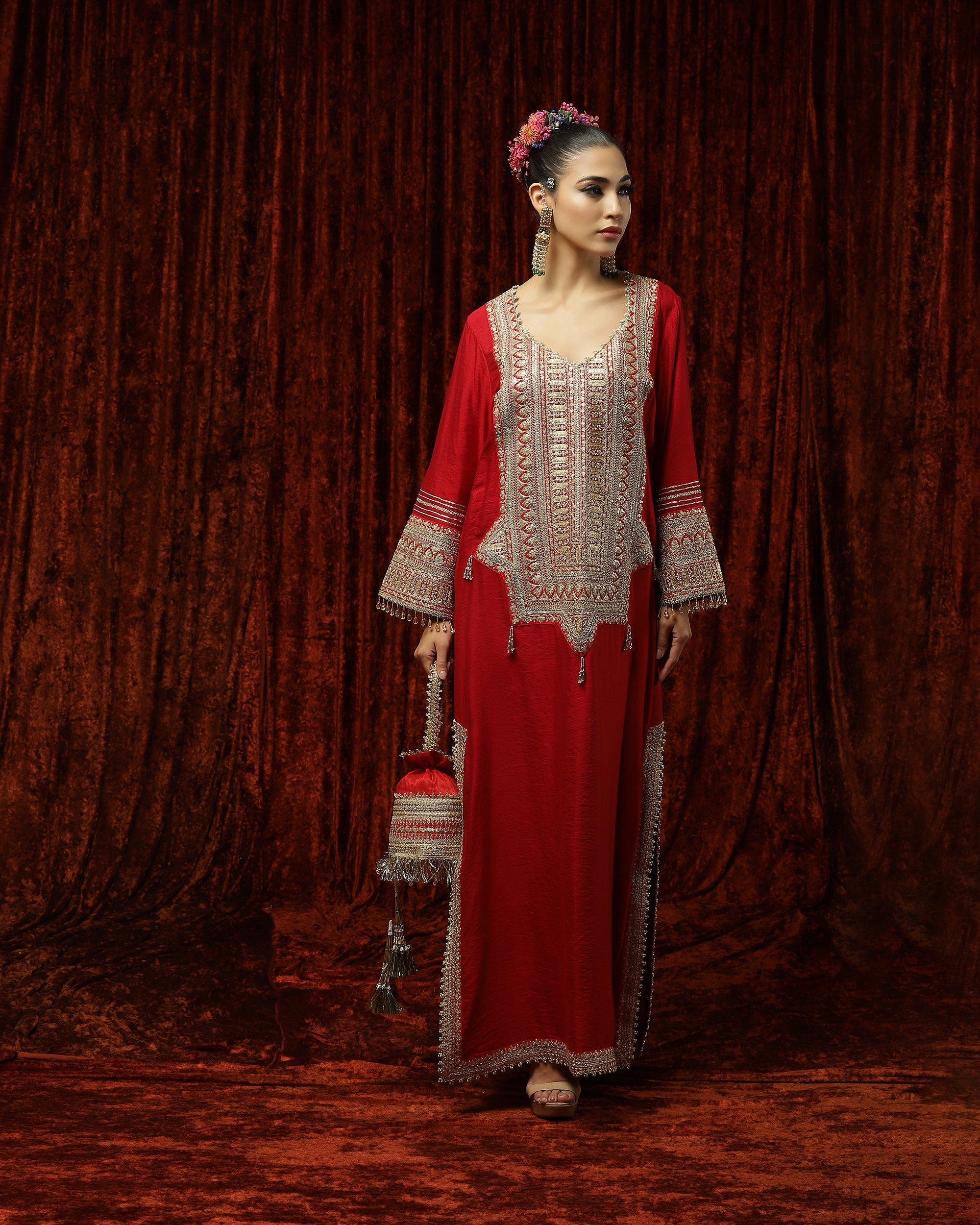 Red Kurta Kaftan