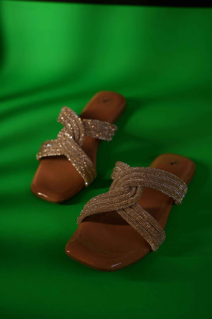 Gold String Nude Base Sandals