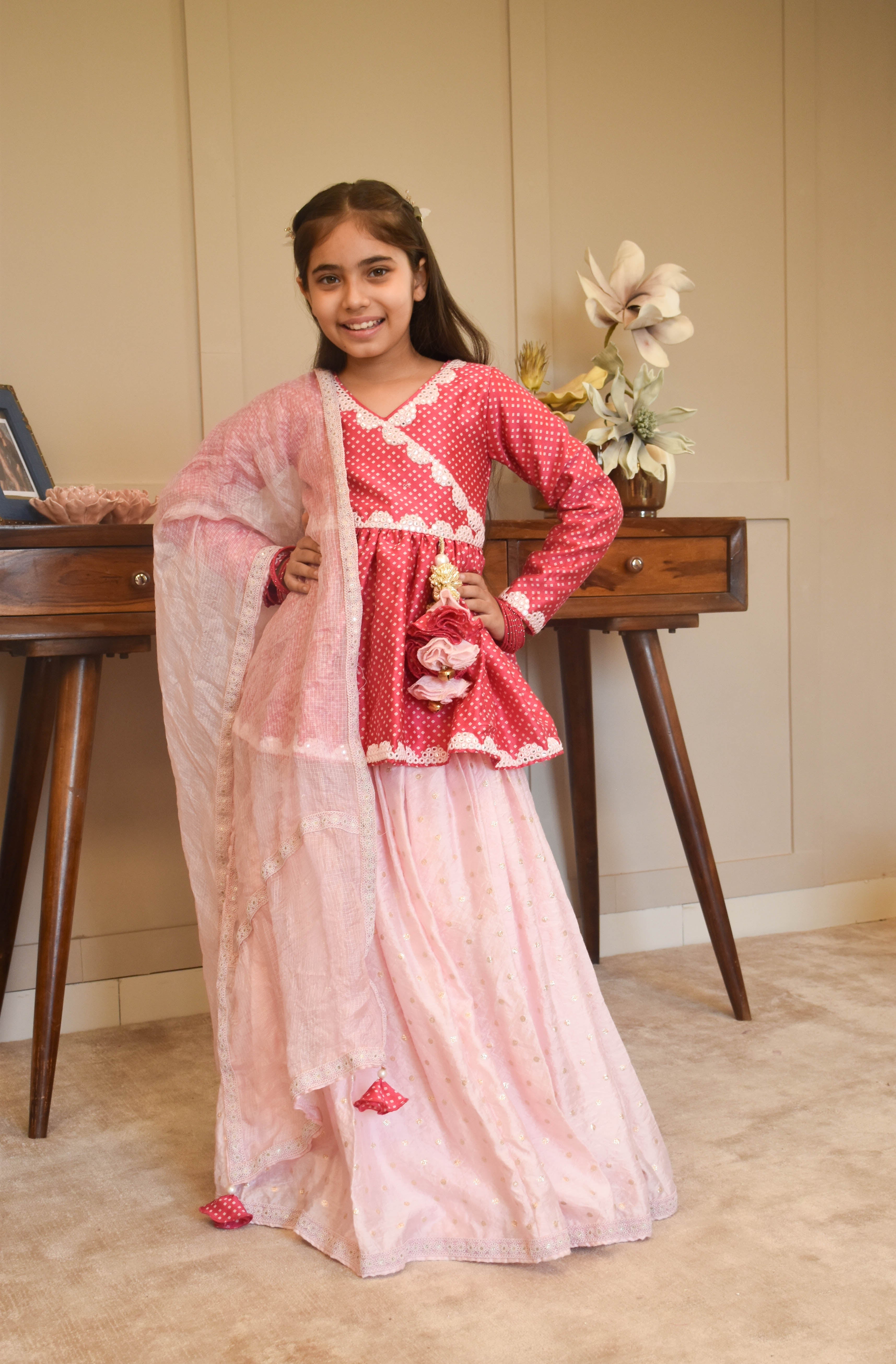 peplum top and lehenga