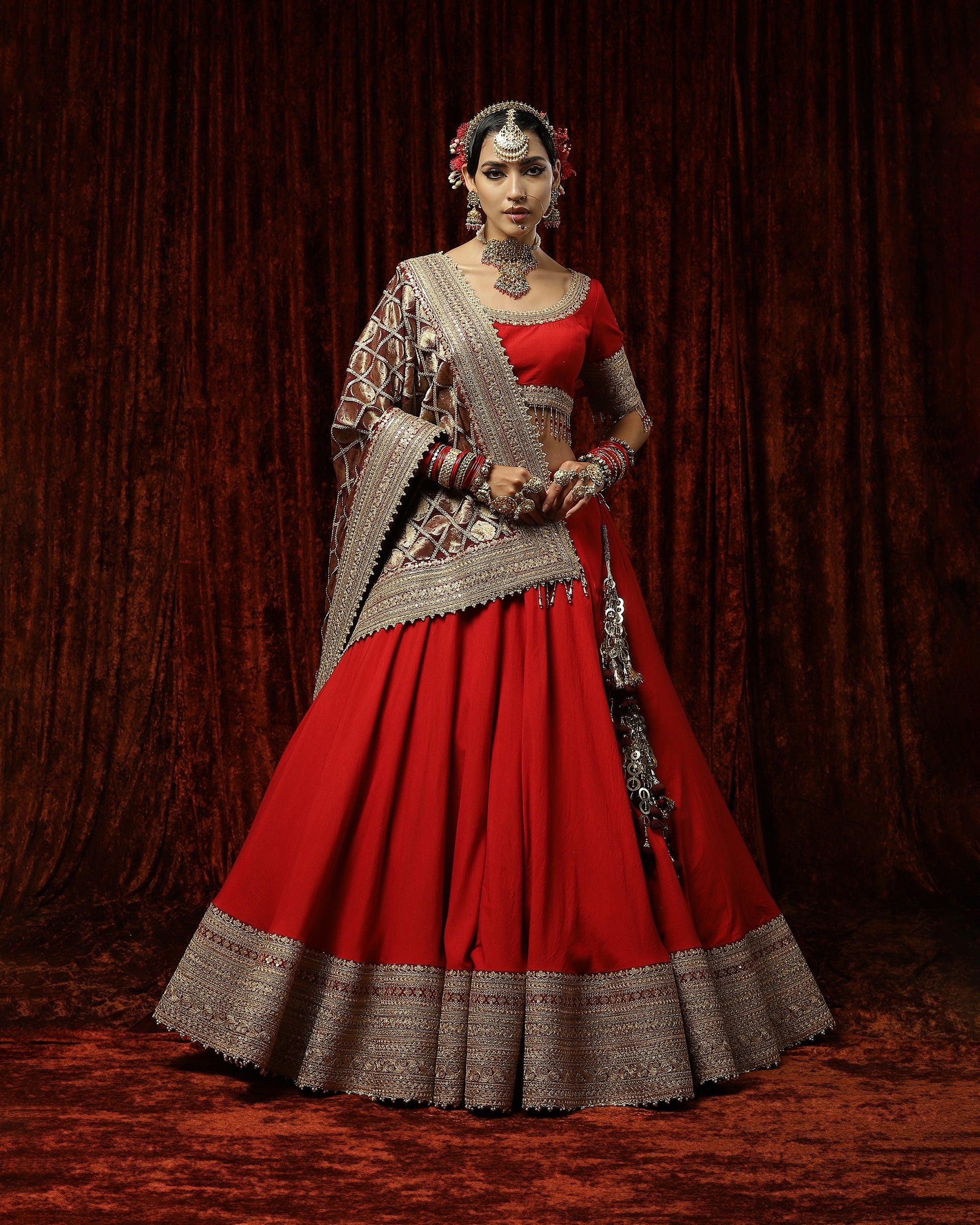 Lal Gulab ehenga set