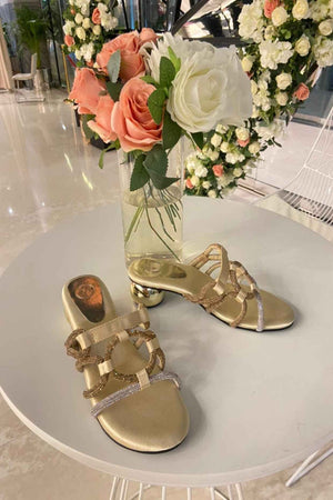 Gold Snitch Solid - Plain Kitten Heel Sandal