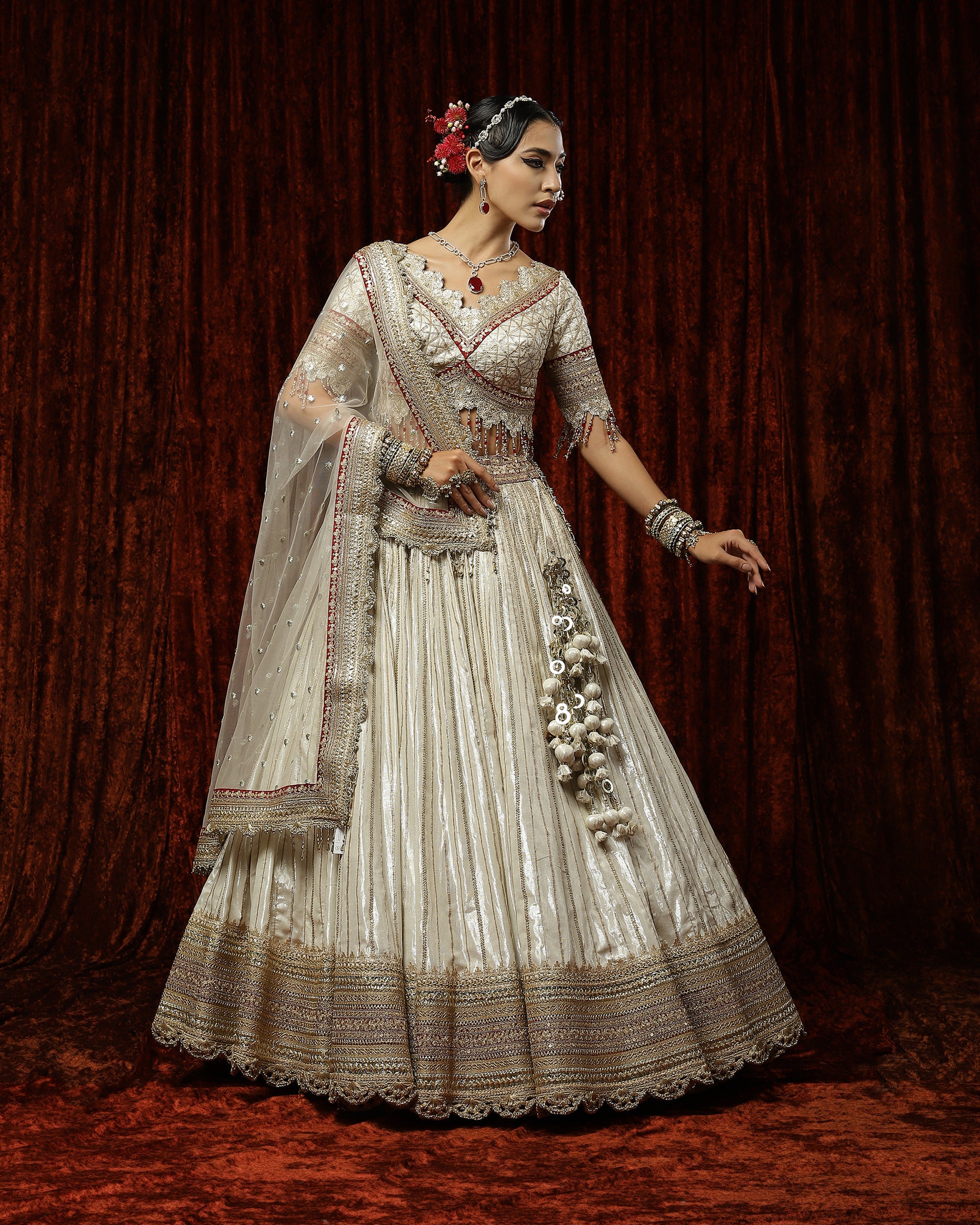Silver & Rose Red, Chandi Gulab Chhadee lehenga set